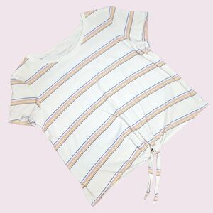 American Eagle Women's Short Sleeve Striped White Tee Size Small